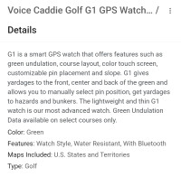 Voice Caddie G1 Golf GPS Watch