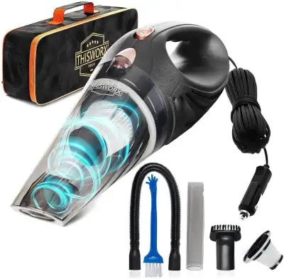 **NEW** ThisWorx Car Vacuum - Handheld Portable Cleaner - High Power, Hand Held Mini Vacuums w/ 3 At...