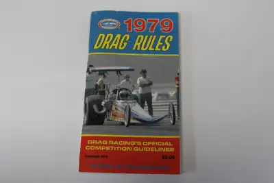 1979 NHRA rule book. Very good shape. No rips or stains. No shipping. In St. Thomas