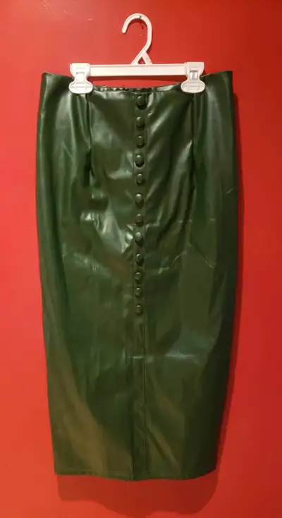 Jupe crayon simili cuir Kaki Grandeur Medium, View more