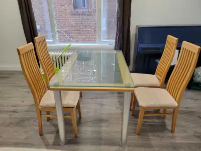 Dining table with 4 chairs, View more
