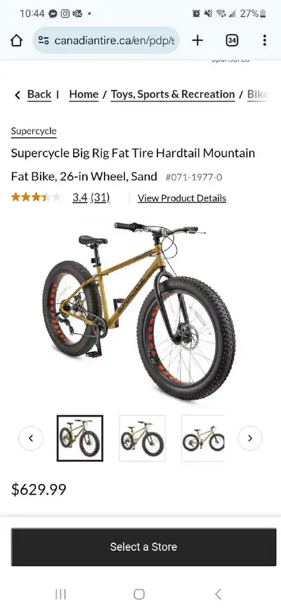 Supercycle Big Rig Fat Tire Mountain Bike – $475 OBO Selling a brand new Supercycle Big Rig Fat Tire...