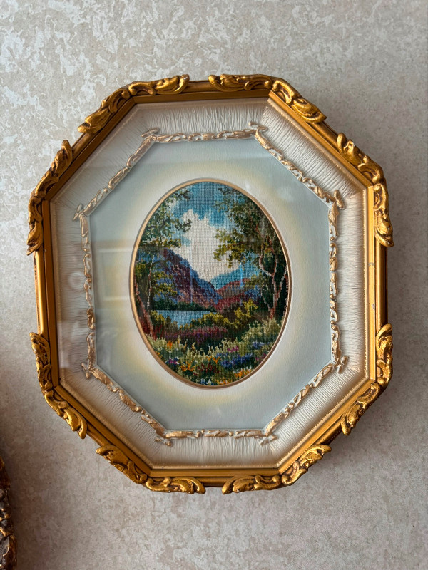 Antique Jean McIntosh Petit Point  Framed Picture in Arts & Collectibles in Edmonton