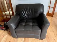 Leather Chair and Sofa and Red Chaise lounge