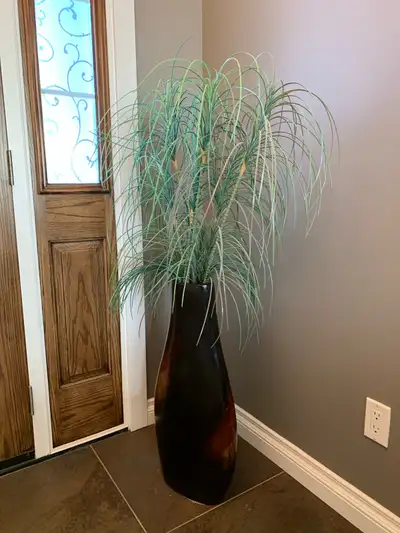 artificial green grass in porcelain vase, View more