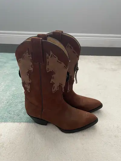 Mexico Lindo Brown Leather Cowboy boots Boots size 23.5 E, View more