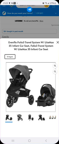Evenflo Folio3 Travel System W/ LiteMax 35 Infant Car Seat with 