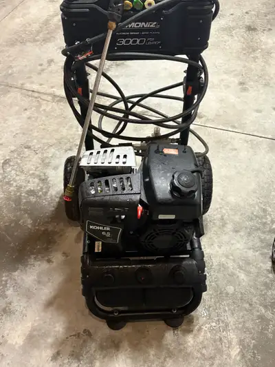 Pressure washer runs great hasn’t been used much at all was around 600+ tax new One wheel is littlew...