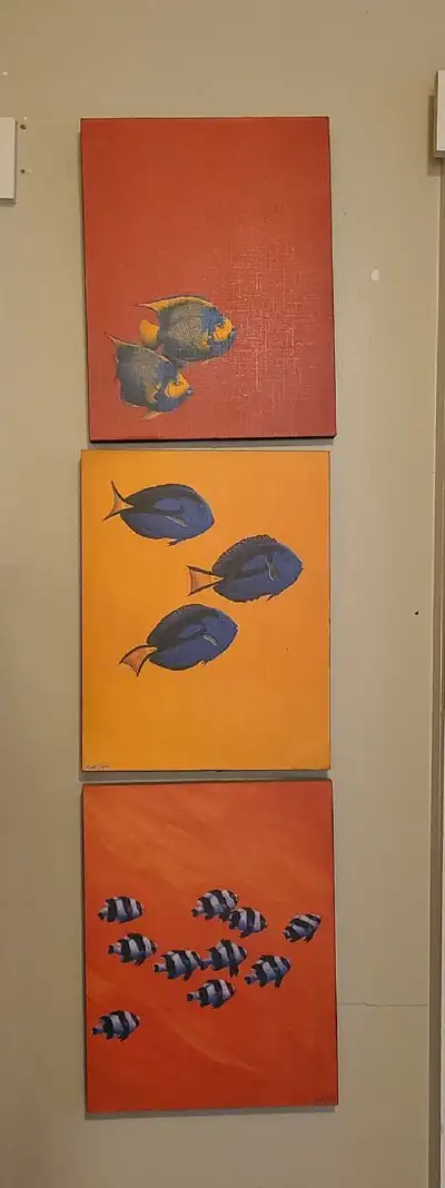 3 fish paintings, View more
