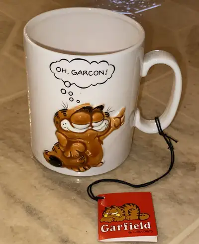 Enesco 1981 Garfield Cat Ceramic Coffee Mug Embossed New Tags, View more