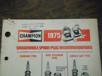 Champion Snowmobile Spark Plug Recommendations booklet 1975