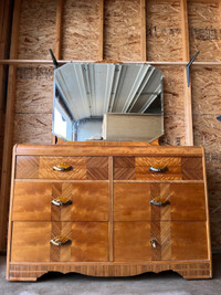 Vintage waterfall style dresser with mirror