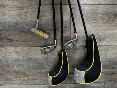 Kids golf clubs - 5 with golf bag - left handed