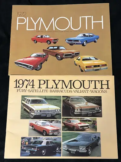 *** PRICE REDUCED *** Sales Brochures for 1972 Plymouth Car Lineup 1972 Plymouth Car Lineup * Good c...