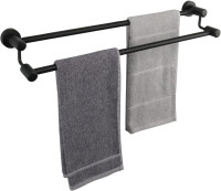 NEW Black 24" TocTen Double Bath Towel Bar - Thicken SUS304 SS