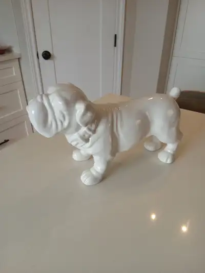 CERAMIC White English Bulldog Statue Figurine, View more