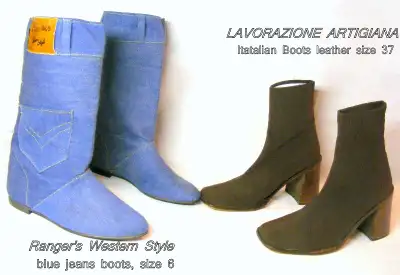 2 Boots, 6, Western jeans style $15 & Italian brown leather $10, View more