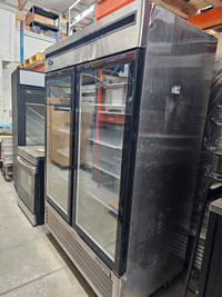 Stainless steel double glass door freezer!100% cold