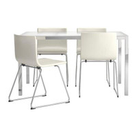 Dining Table, chrome plated/gloss white glass, 135cm x 85 cm