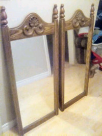 Pair Of Vintage Wood Carved Floor Mirrors 