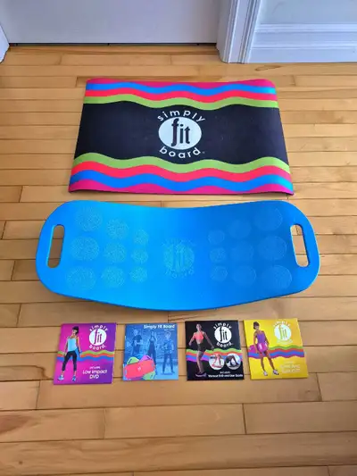 Like NEW SIMPLY FIT Fitness & Balance Board + Mat + Guide + DVDs, View more
