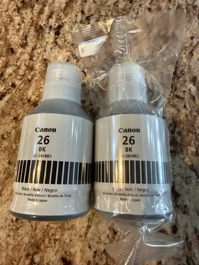 Canon printer - 2 bottles of black ink #26, View more