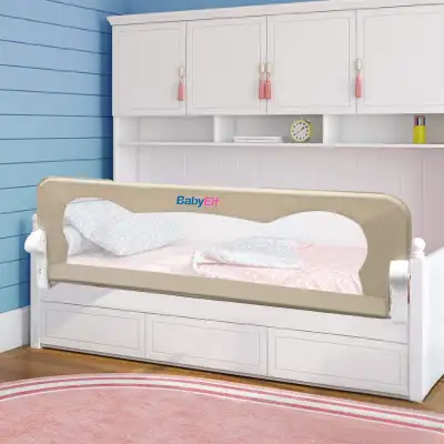 NEW Beige BABY ELF 47inch Bed Rail - Single Foldable Safety Bedrail with Ventilated Mesh $23 Still i...