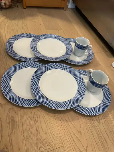 6 Dinner plates and 2 cups , View more