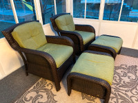 Wicker Patio Chairs & Footstools