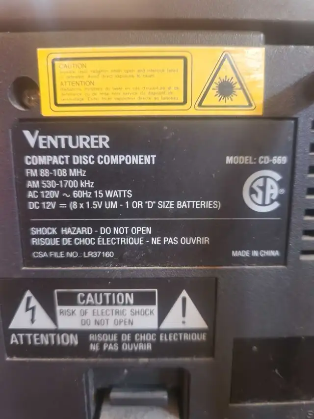 Venturer Compact Disc Model CD-669537544291329003521