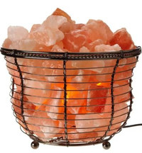 Himalayan Glow Round Basket Salt Lamp with Pink Salt Crystals