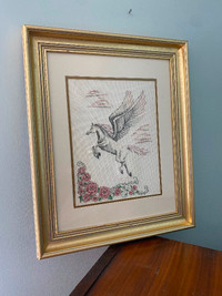 Large needlepoint Pegasus art