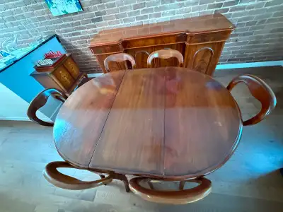 Antique exotic Table set (6chairs) and sideboard Directly from France Acajou solid wood