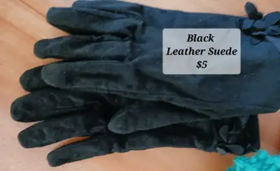 Ladies gloves $5; black leather suede, used, good condition  Cas, View more