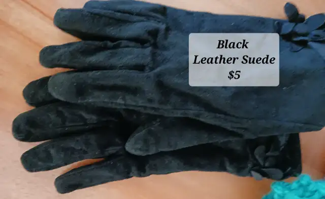 Ladies gloves $5; black leather suede, used, good condition  Cas in Multi-item in Moncton - Image 2