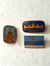 3 Vintage Enamel Budapest Souvenir Pins