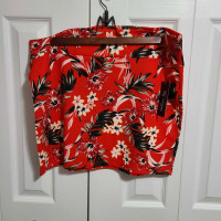 Lily Morgan red floral skirt New xl
