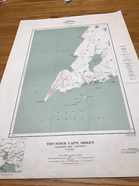 * Thunder Cape Sheet, Ont. linen bound map, 1924, vintage in Arts & Collectibles in Thunder Bay - Image 4