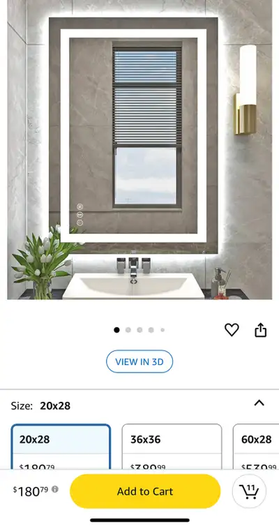 LED Mirror with LED lights & Deffogger - NEW, View more