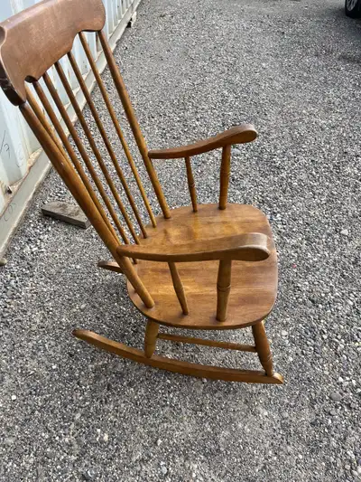 Mid century wooden rocking chair, View more