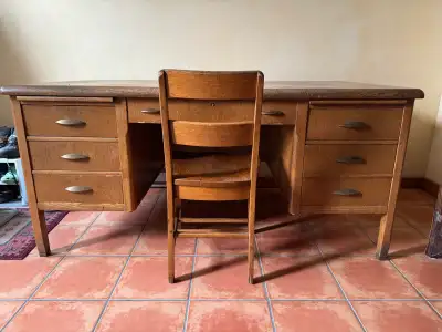 Preston Oak Desk and Chair, View more