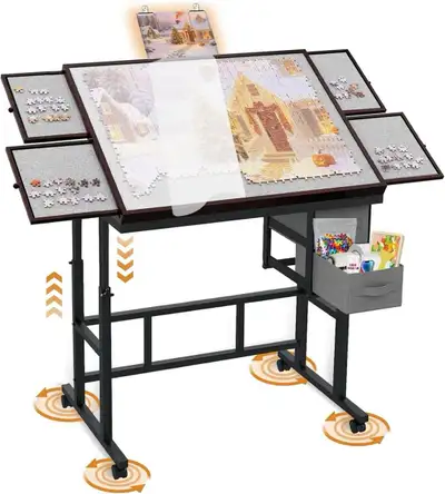 Model: PPZTT1500-02-B UPC: B0FGMTFZ2D puzzle board and drawers are made of FSC-Certified wood. The m...