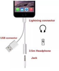 LIGHTNING TO HEADPHONE JACK ADAPTER PLUS CHARGER FOR IPHONE 7