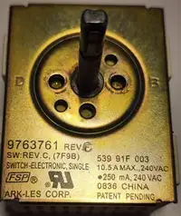 Whirlpool Range Single Electrical Switch 9763761