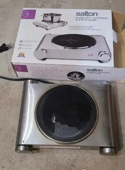 I'm selling a Salton portable cooktop for emergencies and can be used as heater. It is used with bro...