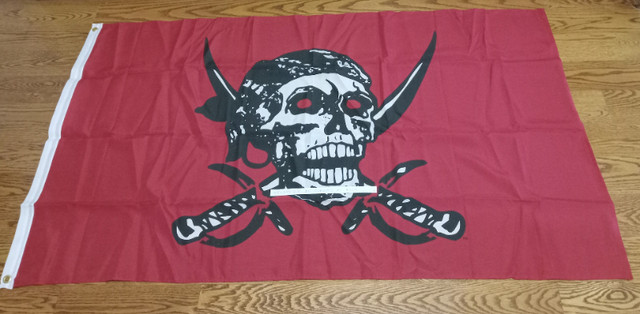 PIRATE BLACK AND WHITE AND RED WITH SWORDS FABRIC FLAG!! in Other in Mississauga / Peel Region