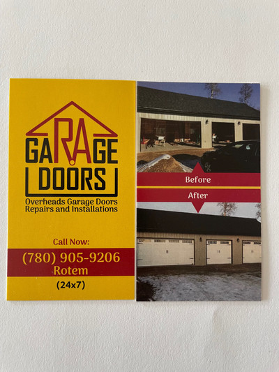 GARAGE  DOOR REPAIR/INSTALL (780)905-9206 R.A.GARAGE DOORS