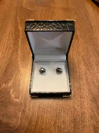 Keshi pearl earrings with diamonds 18k white gold 