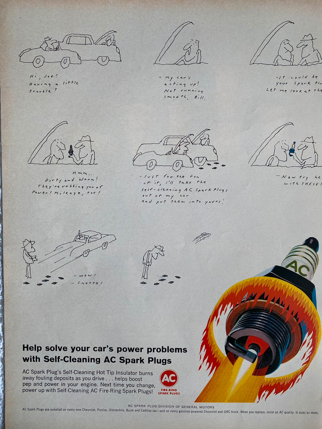 1966 AC Spark Plugs w/Solving Power Problems Original Ad in Arts & Collectibles in North Bay