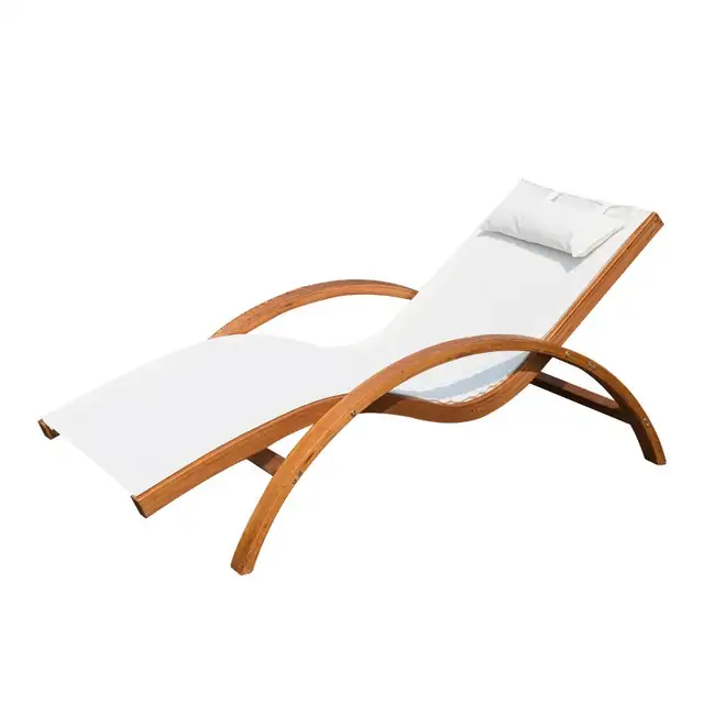 Outdoor Wood Sling Chaise Lounge Reclining Garden Mesh Lounger P in Patio & Garden Furniture in Markham / York Region - Image 11
